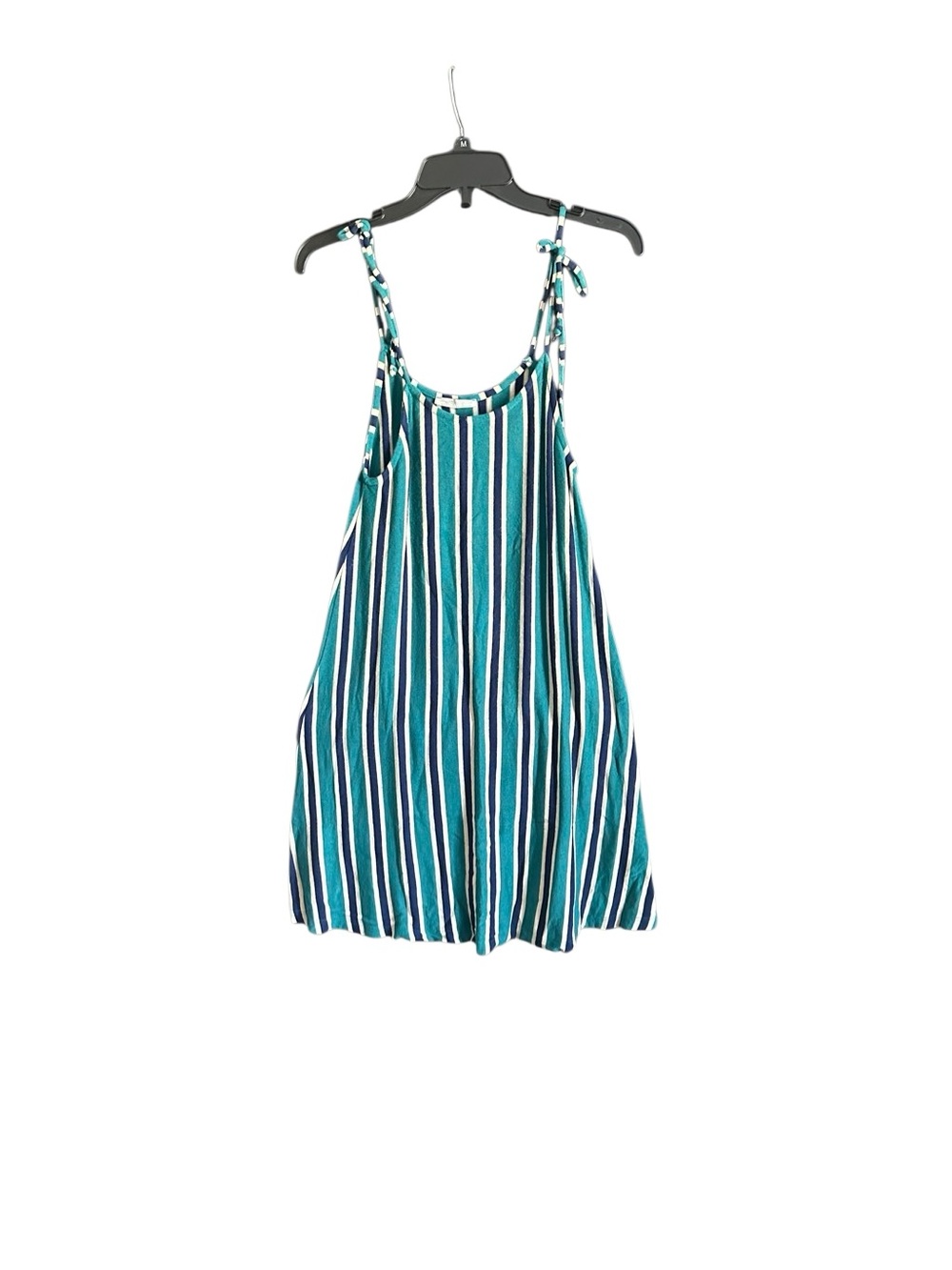 Zara Striped Teal & Navy Sleeveless Mini Dress. Size Small - Picture 2 of 11